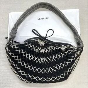 Lemaire Black & Ivory Mesh Shoulder Bag